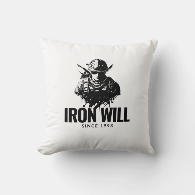 Iron Will Soldier 1993 Emblem Throw Pillow (Front)