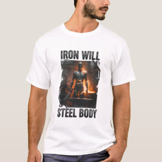 Iron Will, Steel Body Forged Strength Design T-Shirt