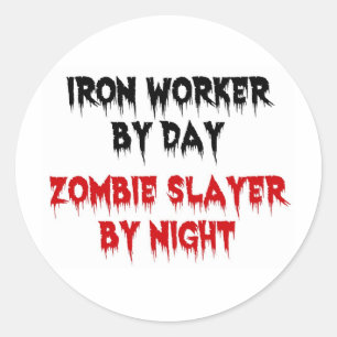 Iron Worker Zombie Classic Round Sticker