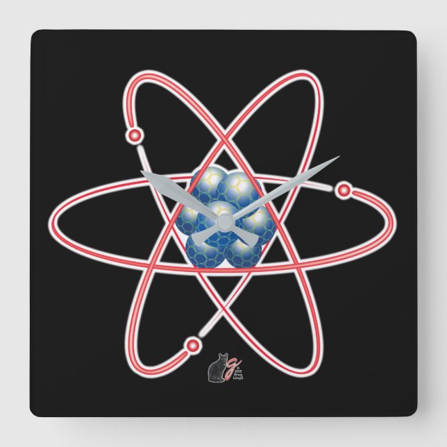 Ironic Atomic Square Wall Clock (Front)