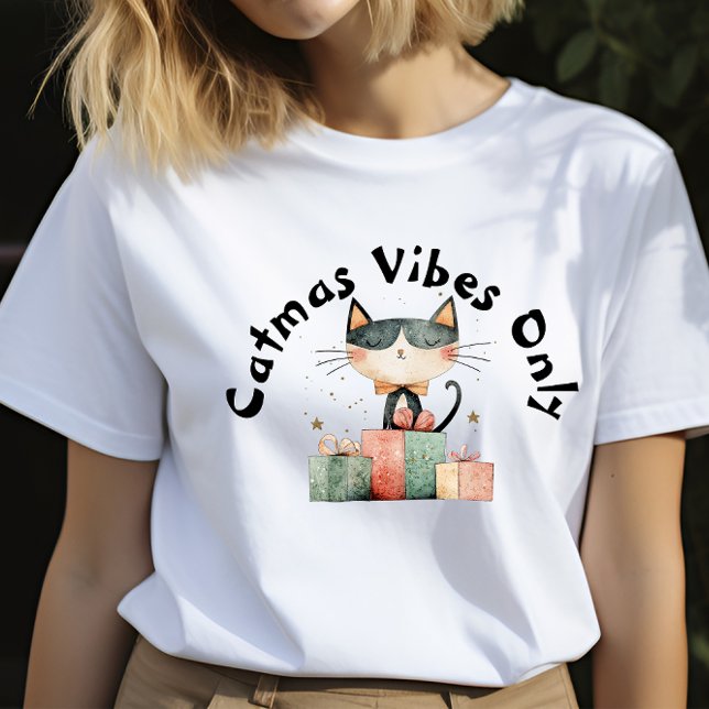 Ironic Cat Mom's Christmas Gift T-Shirt (Christmas gift for cats mom)