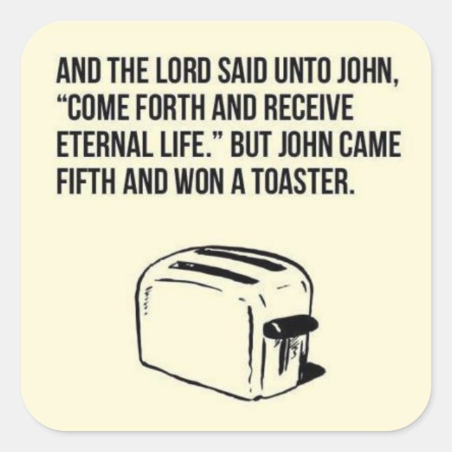 Ironic Christian salvation sticker (Front)