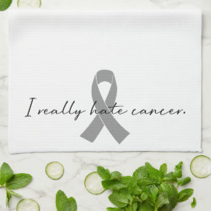 Ironic I Really Hate Cancer   Any Colour Ribbon Kitchen Towel