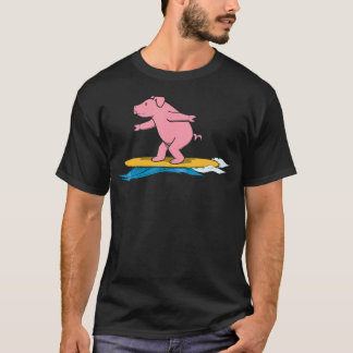 Ironic Pig Surfer Holiday T-Shirt