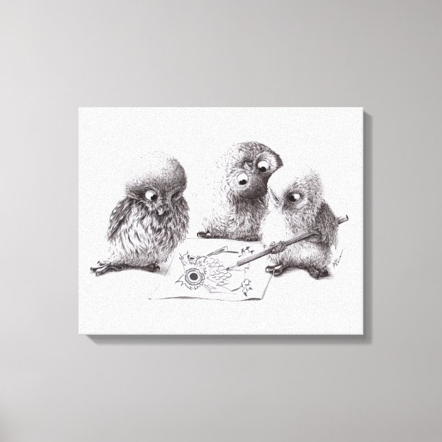 Ironical Artist Owls Canvas Print (Front)