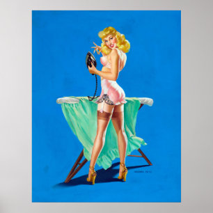 Ironing Girl Pin Up Poster