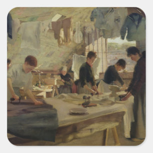 Ironing Workshop in Trouville, 1888 Square Sticker