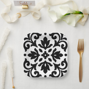 Ironlace Black & White Vintage Paper Plate