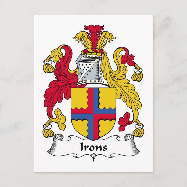 Irons Family Crest Postcard (Front)