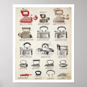 Irons, from a trade catalogue of domestic goods an poster