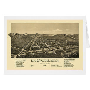 Ironwood, carte panoramique de MI - 1886