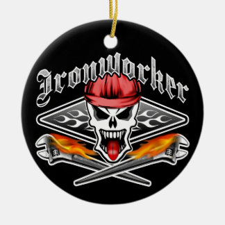 Ironworker Skull and Spud Wrenches 2.1 Ceramic Ornament