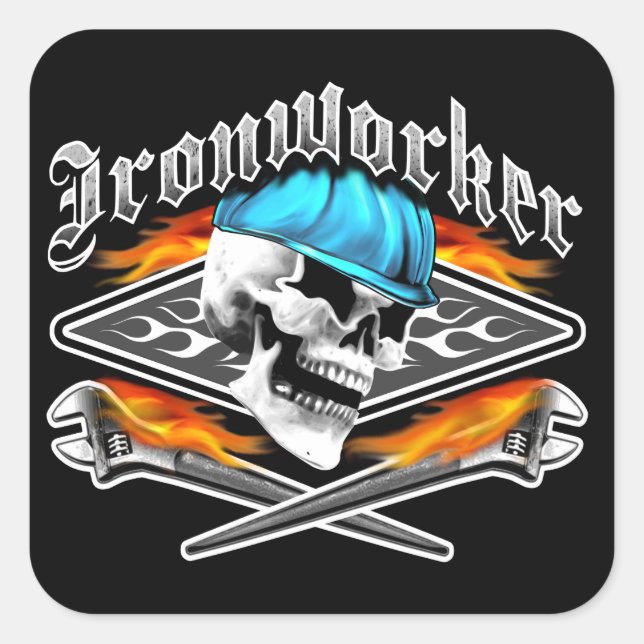 Ironworker Skull and Spud Wrenches Square Sticker (Front)