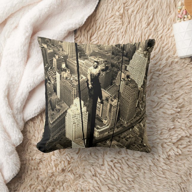 Ironworker Waves From 88th Floor Empire State Bldg Throw Pillow (Blanket)