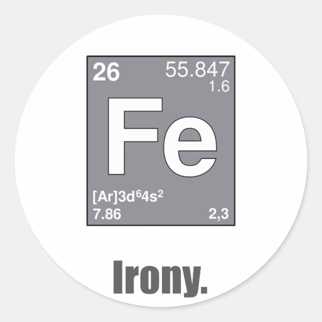 Irony Classic Round Sticker (Front)