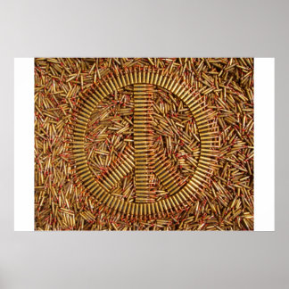 Irony, peace sign, bullets, ammunition poster