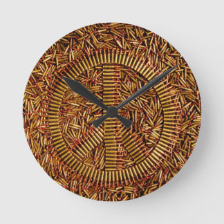 Irony, peace sign, bullets, ammunition round clock