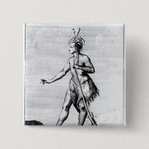 Iroquois Man, inhabitant of Canada 2 Inch Square Button