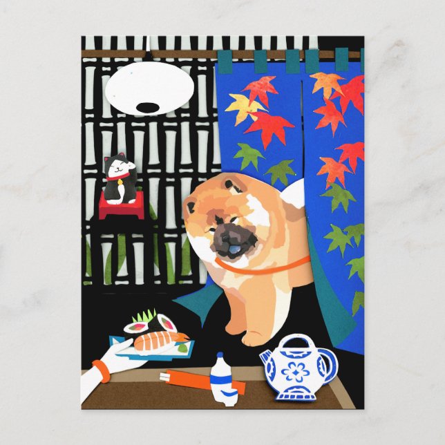 IRRASHAIMASE Chow papercut postcard (Front)
