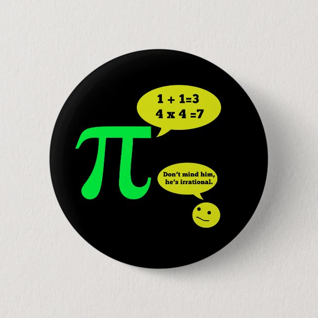 Irrational Pi Humour 2 Inch Round Button (Front)