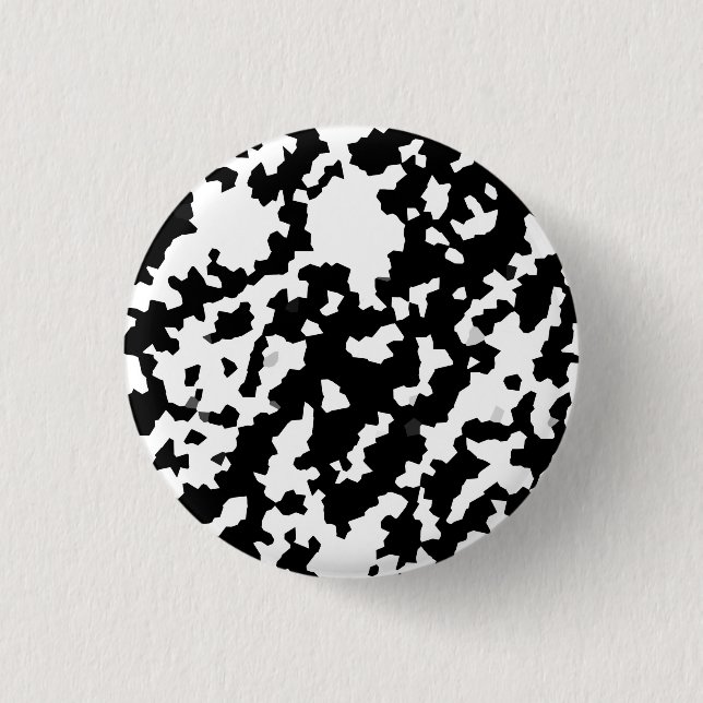 Irregular Abstract Mosaic Black and White  Camo 1 Inch Round Button (Front)