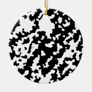Irregular Abstract Mosaic Black and White  Camo Ceramic Ornament