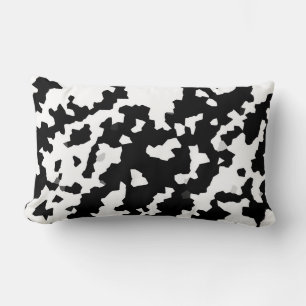 Irregular Abstract Mosaic Black and White  Camo Lumbar Pillow