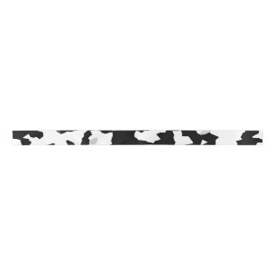 Irregular Abstract Mosaic Black and White  Camo Satin Ribbon