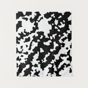 Irregular Abstract Mosaic Black and White Camo Tapestry