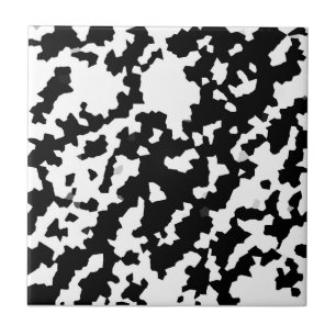 Irregular Abstract Mosaic Black and White Camo Tile