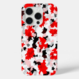 Irregular Abstract Pattern Red Black White Design iPhone 15 Pro Case