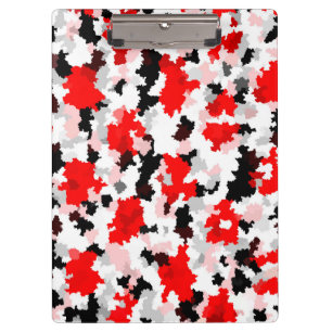 Irregular Abstract Pattern Red Black White Design Clipboard