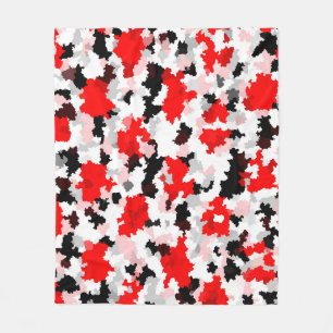 Irregular Abstract Pattern Red Black White Design Fleece Blanket