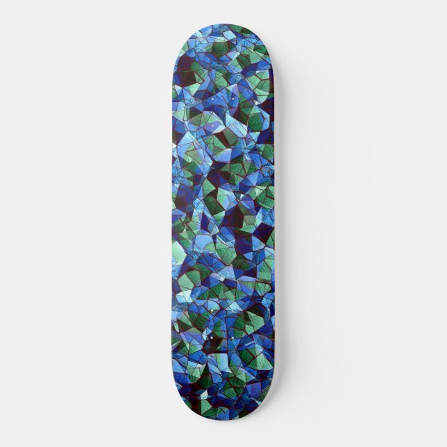 Irregular and disorganized mosaic overlaid blue skateboard (Front)