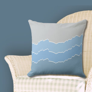 Irregular Blue Ripped Layered Stripes Throw Pillow