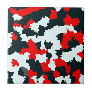 Irregular Crystalline Abstract Mosaic Red Camo Tile
