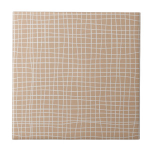 Irregular Grid Optical Illusion White Line Squares Tile