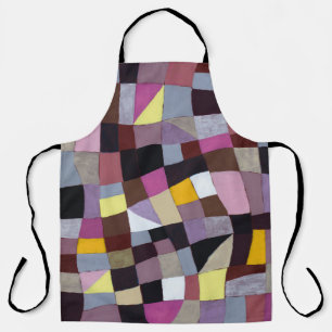 Irregular Grid: Violet-Yellow Abstract Painting. Apron