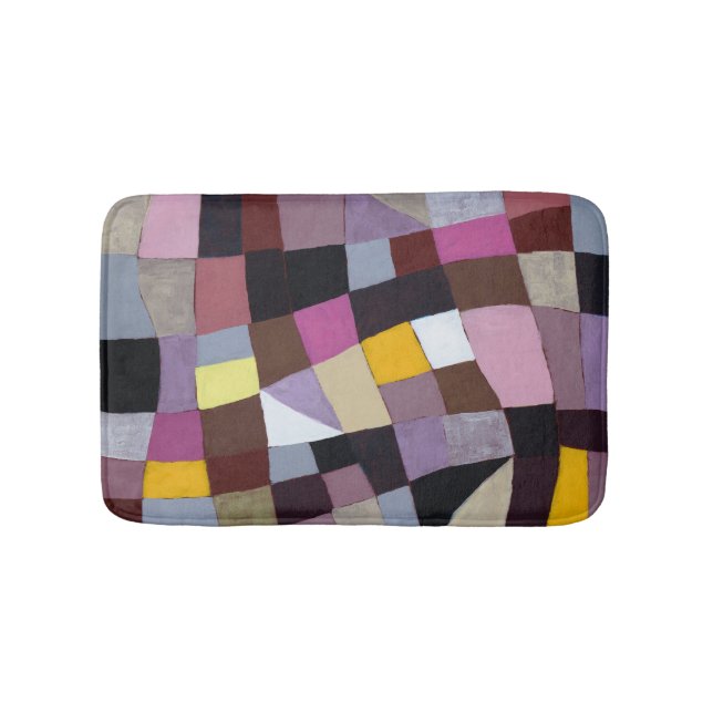 Irregular Grid: Violet-Yellow Abstract Painting. Bath Mat (Front)