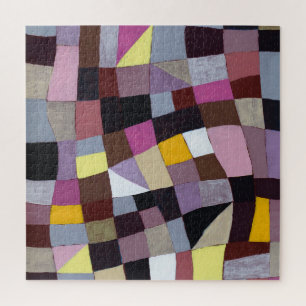 Irregular Grid: Violet-Yellow Abstract Painting. Jigsaw Puzzle