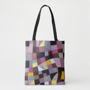 Irregular Grid: Violet-Yellow Abstract Painting. Tote Bag
