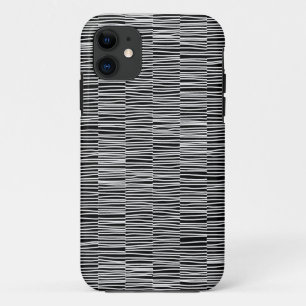 Irregular Lines - White on Black iPhone Case