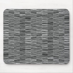 Irregular Lines - White on Black Mouse Pad