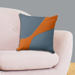 Irregular Orange and Blue Quarter Shapes   Throw Pillow
