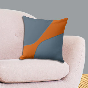 Irregular Orange and Blue Quarter Shapes Throw Pillow