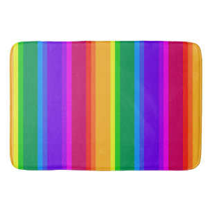 Irregular rainbow stripes bath mat