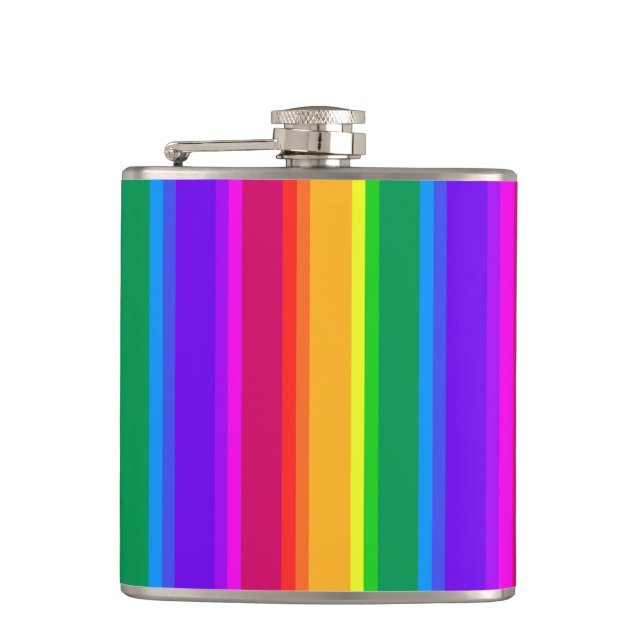 Irregular rainbow stripes hip flask (Front)
