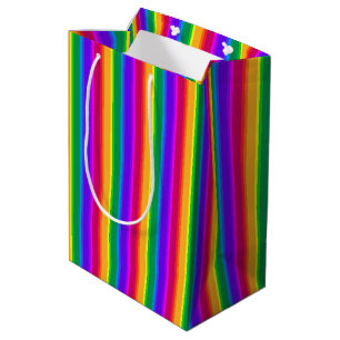 Irregular rainbow stripes medium gift bag