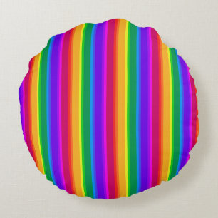 Irregular rainbow stripes round pillow