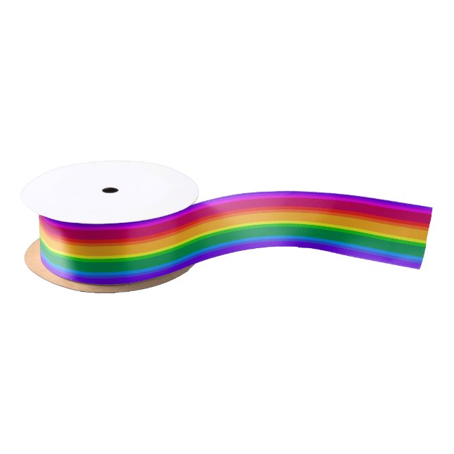 Irregular rainbow stripes satin ribbon (Spool)